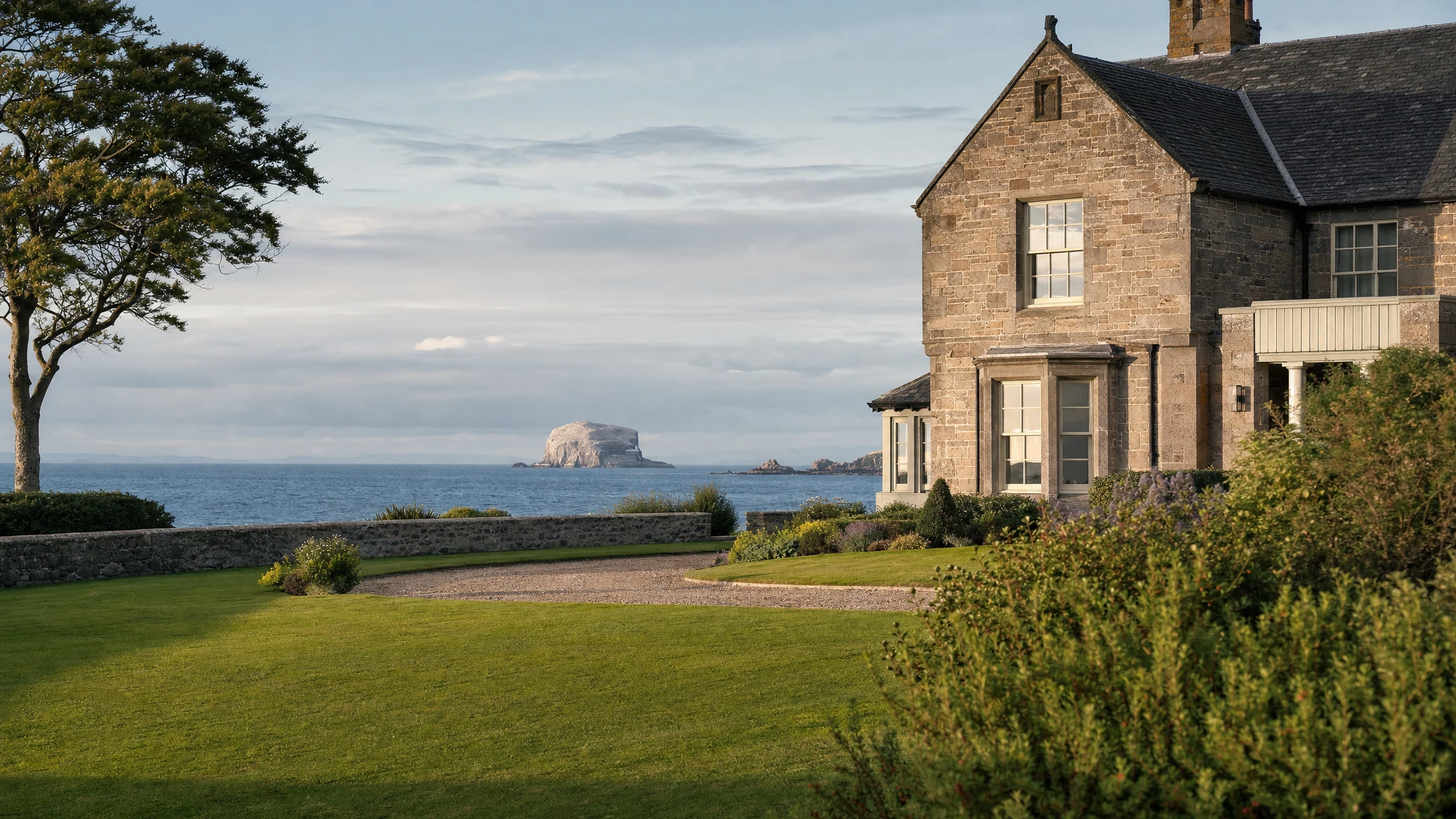 Removals from London to North Berwick: A fine seaside villa at North Berwick with the Bass Rock on the horizon